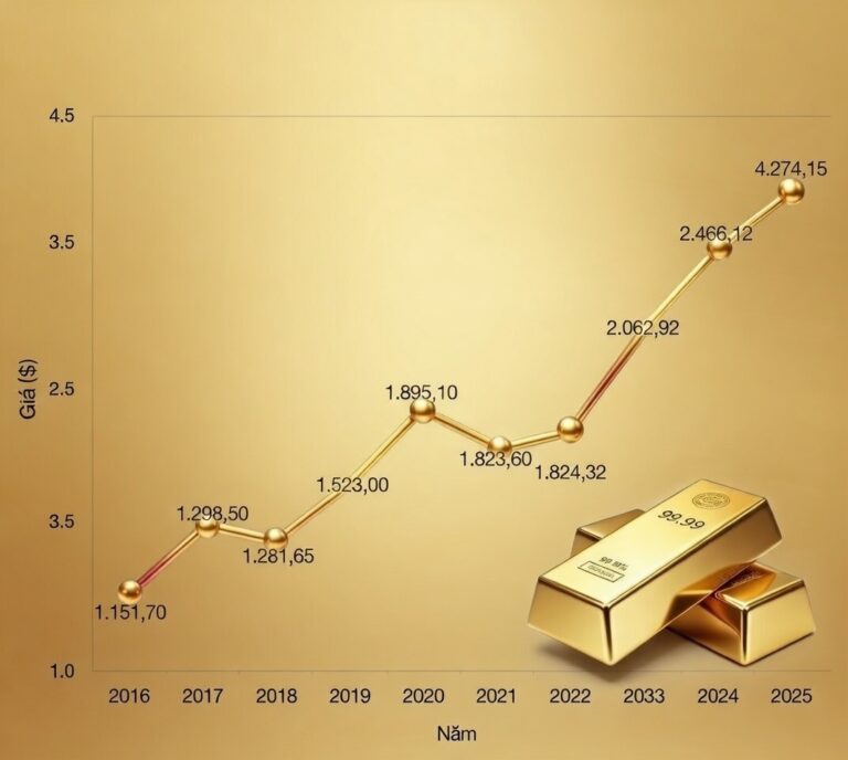 biểu đồ giá vàng 10 năm qua